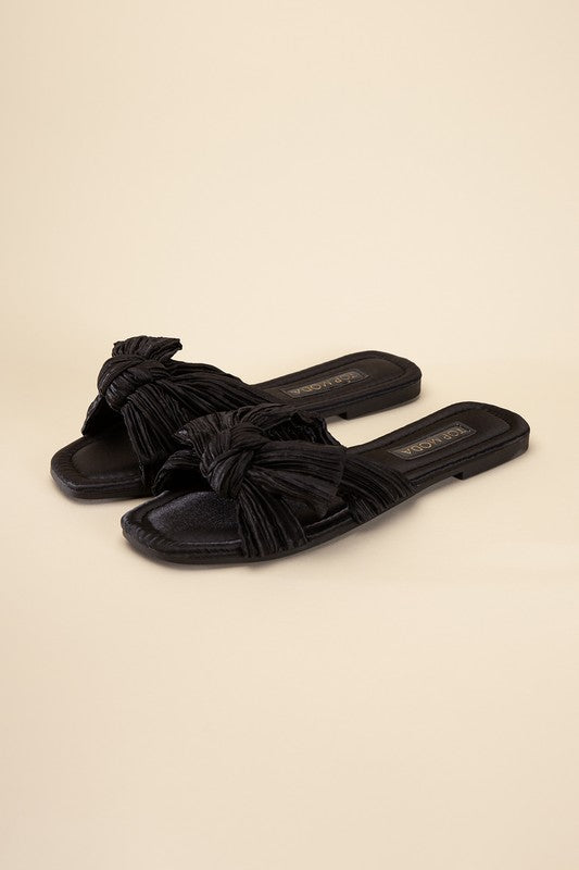 Bow Flat Slides Sandals - RARA Boutique 