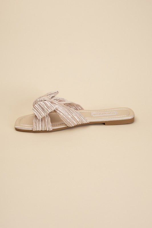 Bow Flat Slides Sandals - RARA Boutique 