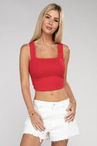 Cotton Square Neck Cropped Cami Top - RARA Boutique 