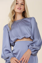 Satin Long Sleeve Top with Maxi Skirt Set - RARA Boutique 