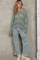 Oversized Striped Loose Knit Sweater - POL - RARA Boutique 