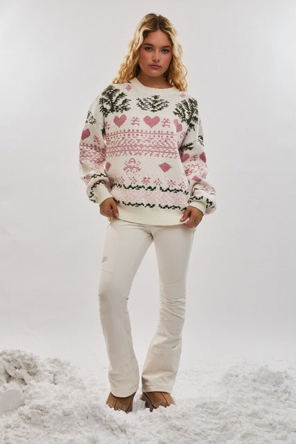 Isle Christmas Sweater with Hearts & Christmas Trees - Le Lis - RARA Boutique 