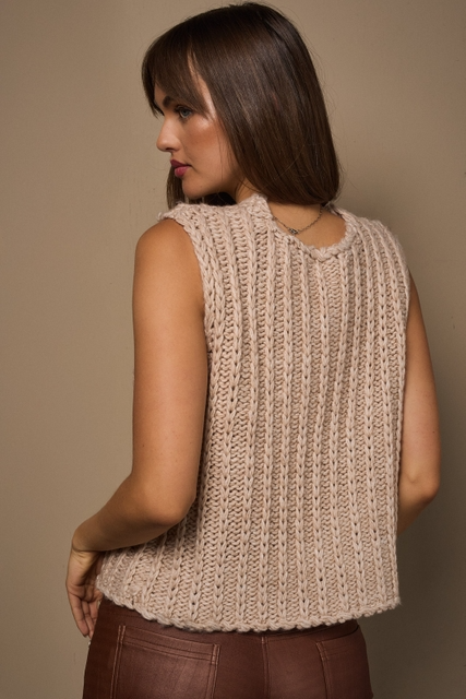 Round Neck Front Tie Chunky Sweater Vest - Le Lis - RARA Boutique 