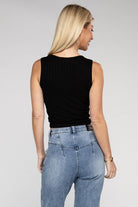 Ribbed Scoop Neck Cropped Sleeveless Top - RARA Boutique 