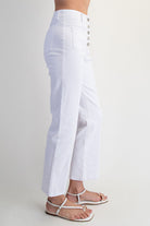 RARA Boutique Twill Patch Pocket Straight Leg Cropped Pants in neutral color, featuring patch pockets and a tailored fit.