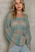 Oversized Striped Loose Knit Sweater - POL - RARA Boutique 