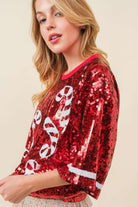 Candy cane sequin Crop top - RARA Boutique 