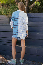 Textured Contrast Color Block Striped Sweater - RARA Boutique 