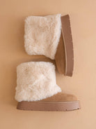 OASIS SOCIETY Johanna Latte Fur Platform Winter Boot with plush fur lining and chunky sole for cold weather comfort