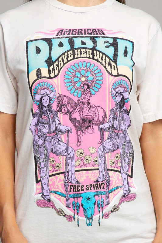 American Rodeo Cowgirl Graphic T-Shirt - RARA Boutique 