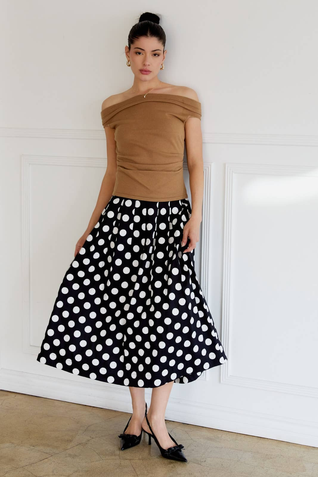 Retro Polka Dot Pleated Circle Midi Skirt - Sunday Edition - RARA Boutique 