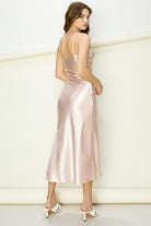 Sleeveless Satin Midi Dress with Side Slit - RARA Boutique 