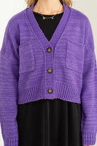 Drop Shoulder Cropped Cardigan Sweater - RARA Boutique 