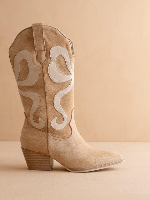Mid-Calf Western Boots with Bows - Oasis Society - RARA Boutique 