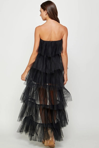 Strapless High Low Layered Tulle Dress-Strut & Bolt - RARA Boutique 