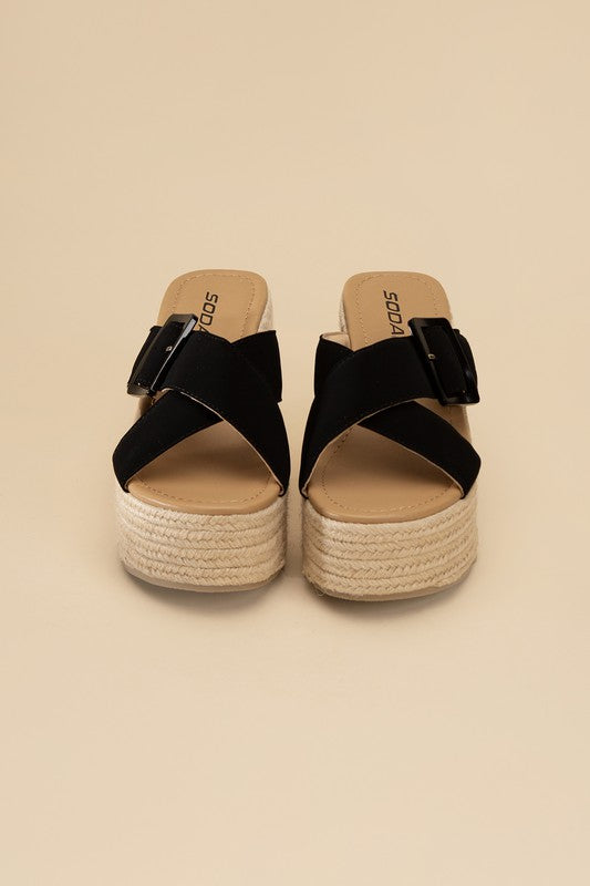 Manta Espadrille Platform Buckle Sandals - Rara Boutique 
