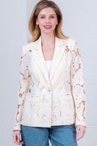 Seashell Lace Blazer Jacket with Gold Shell Button - Taelynn - RARA Boutique 