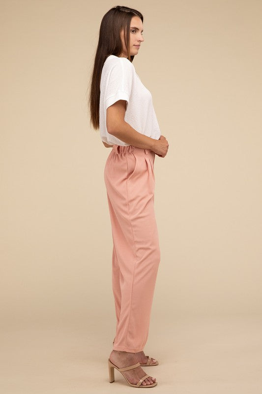 Waffle Trouser Pants with Pockets - RARA Boutique 