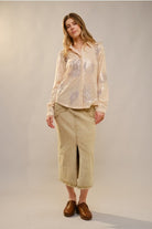 Western Embroidered Sequin Button Down Shirt - Blue B - RARA Boutique 