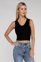 Ribbed Scoop Neck Cropped Sleeveless Top - RARA Boutique 