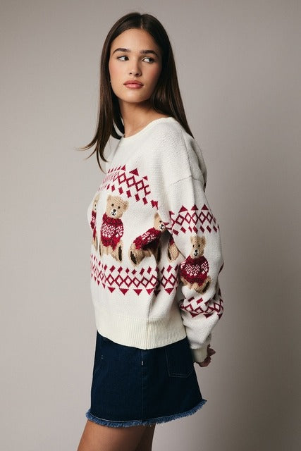 Teddy Bear Fair Isle Christmas Sweater - Sunday Edition - RARA Boutique 