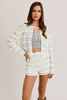 ROUND NECK LACE CARDIGAN WITH FITTED SHORTS - Le Lis - RARA Boutique 