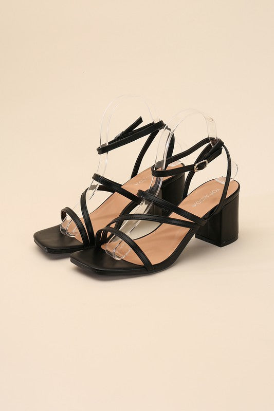 Open Toe  Strappy Low Heel Sandals - RARA Boutique 