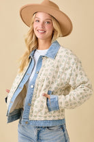 Floral Print Quilted Denim Jacket - Main Strip - RARA Boutique 