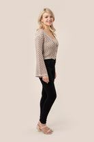 Hole-knit cardigan Top with Bell Sleeve - RARA Boutique 