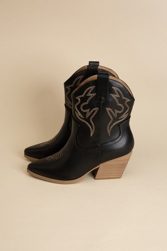 Pointed Toe Western Booties - RARA Boutique 