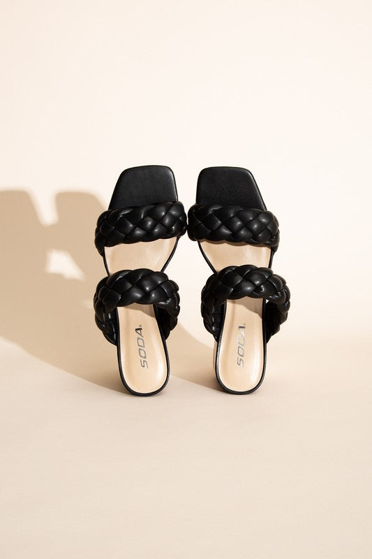 Braided Strap Mule Heels - Rara Boutique 