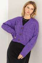 Drop Shoulder Cropped Cardigan Sweater - RARA Boutique 