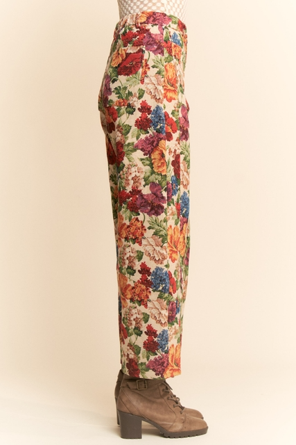 Vintage Floral Tapestry High-Rise Barrel Leg Pants - Davi & Dani - RARA Boutique 