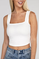 Cotton Square Neck Cropped Cami Top - RARA Boutique 