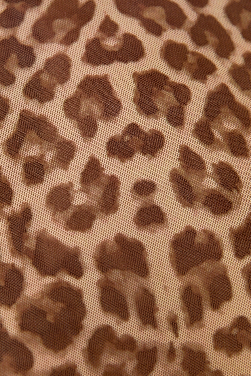 Mock Neck Long Sleeve Leopard Print Mesh Top - Sunday Edition - RARA Boutique 