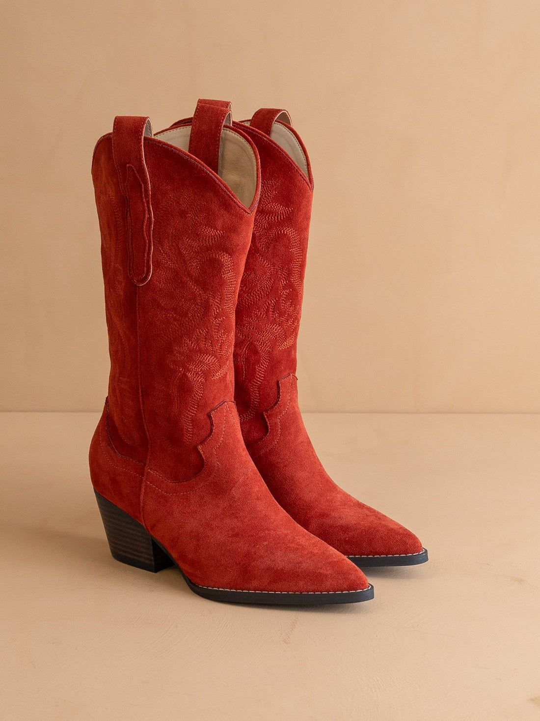 Mid-Calf Embroidered Suede Western Boots - Oasis Society - RARA Boutique 