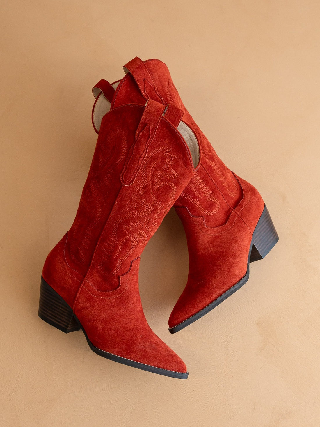 Mid-Calf Embroidered Suede Western Boots - Oasis Society - RARA Boutique 