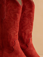 Mid-Calf Embroidered Suede Western Boots - Oasis Society - RARA Boutique 