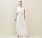 RARA Boutique satin chiffon pleated wide-leg palazzo trousers, stylish and flowing trouser with pleated details.