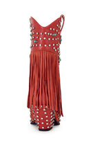 Fringe Western Boots with Rhinestones & Turquoise Studs - Azalea Wang - RARA Boutique 