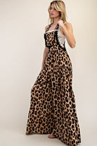 Cheetah Print Tiered Wide Leg Overalls - eesome - RARA Boutique 