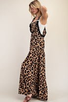 Cheetah Print Tiered Wide Leg Overalls - eesome - RARA Boutique 