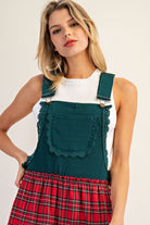 Plaid Flannel Tiered Wide Leg Overalls Jumpsuit - eesome - RARA Boutique 