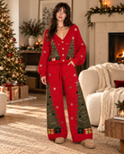 RARA Boutique Christmas Tree sequin plush knit cardigan, cozy holiday loungewear, featuring festive Christmas tree design.