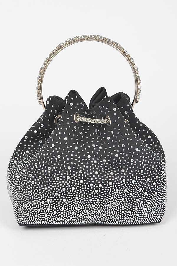 Rhinestone Satin Top Handle Hand Bag - RARA Boutique 