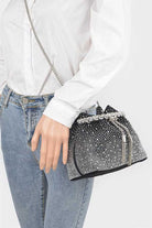 Rhinestone Satin Top Handle Hand Bag - RARA Boutique 