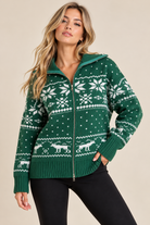 RARA Boutique Fair Isle knit sweater jacket with holiday stripe pattern, cozy and stylish for winter wear.