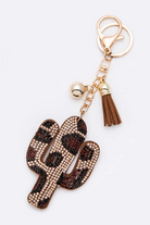 Rhinestone Leopard Print Cactus Keychain - RARA Boutique 