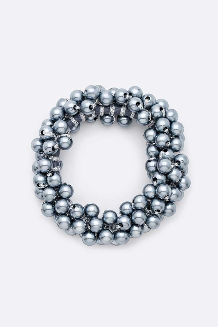 Faux Pearl Cluster Scrunchie Hair Tie - RARA Boutique 