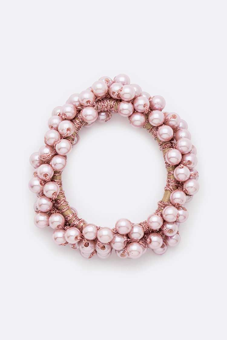 Faux Pearl Cluster Scrunchie Hair Tie - RARA Boutique 